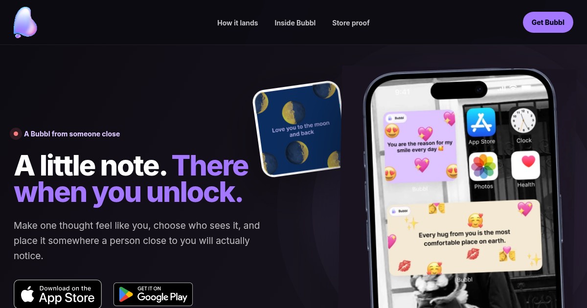 Bubbl Widget homepage