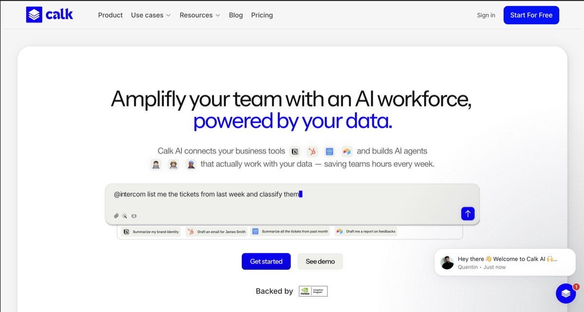 Calk AI homepage