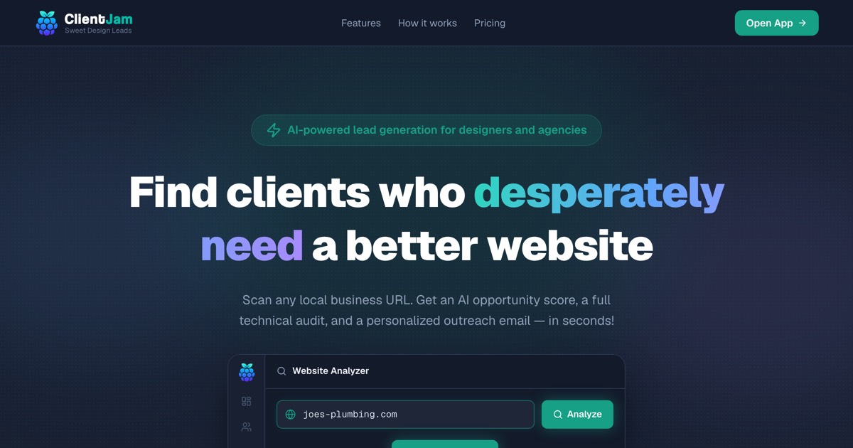 ClientJam homepage