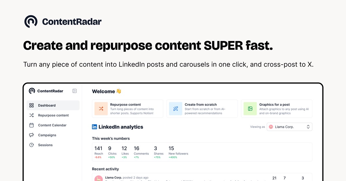 ContentRadar homepage