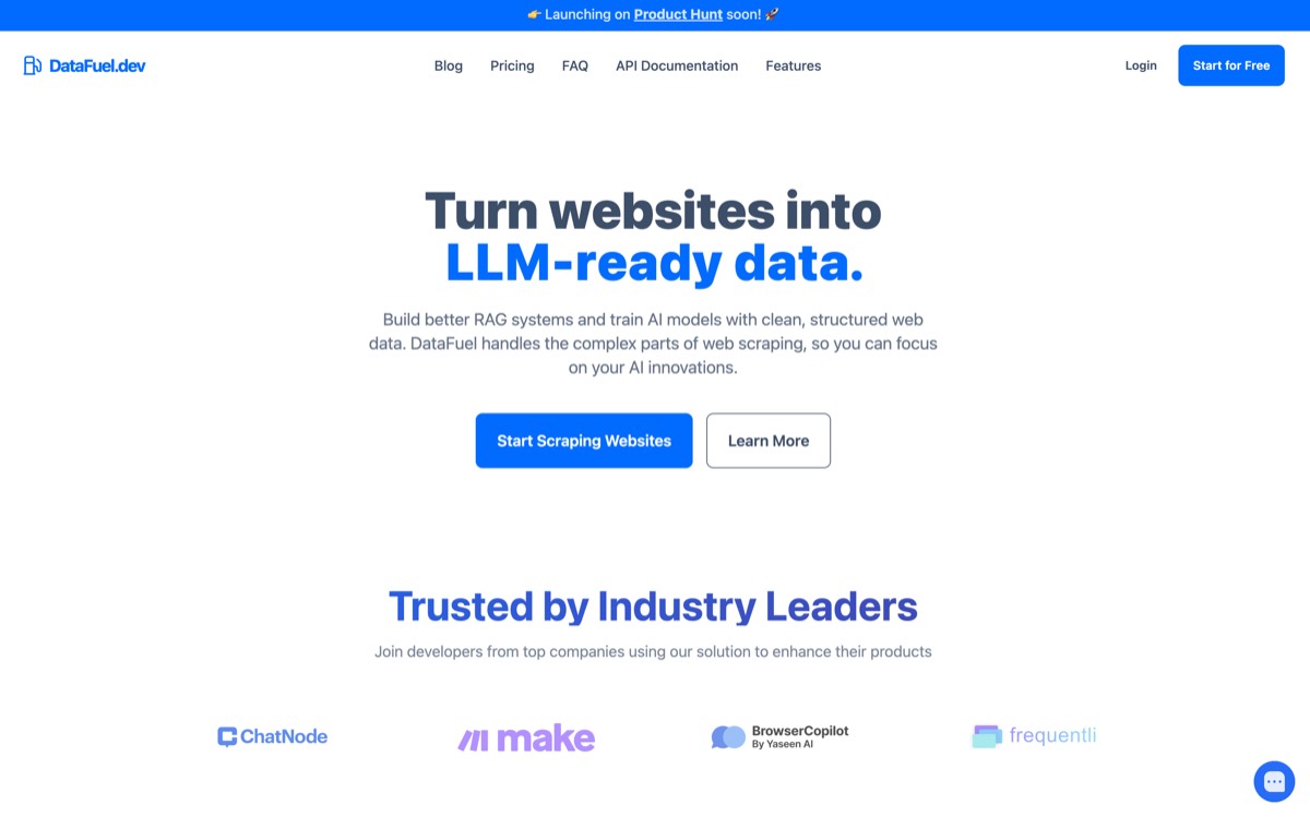 DataFuel.dev homepage