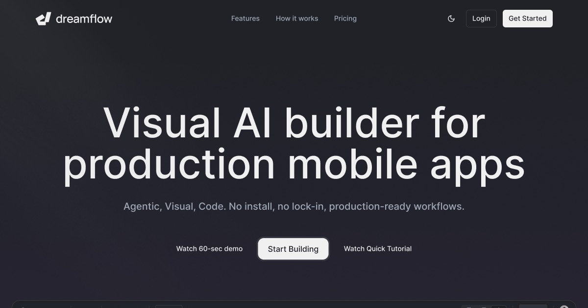 Dreamflow homepage