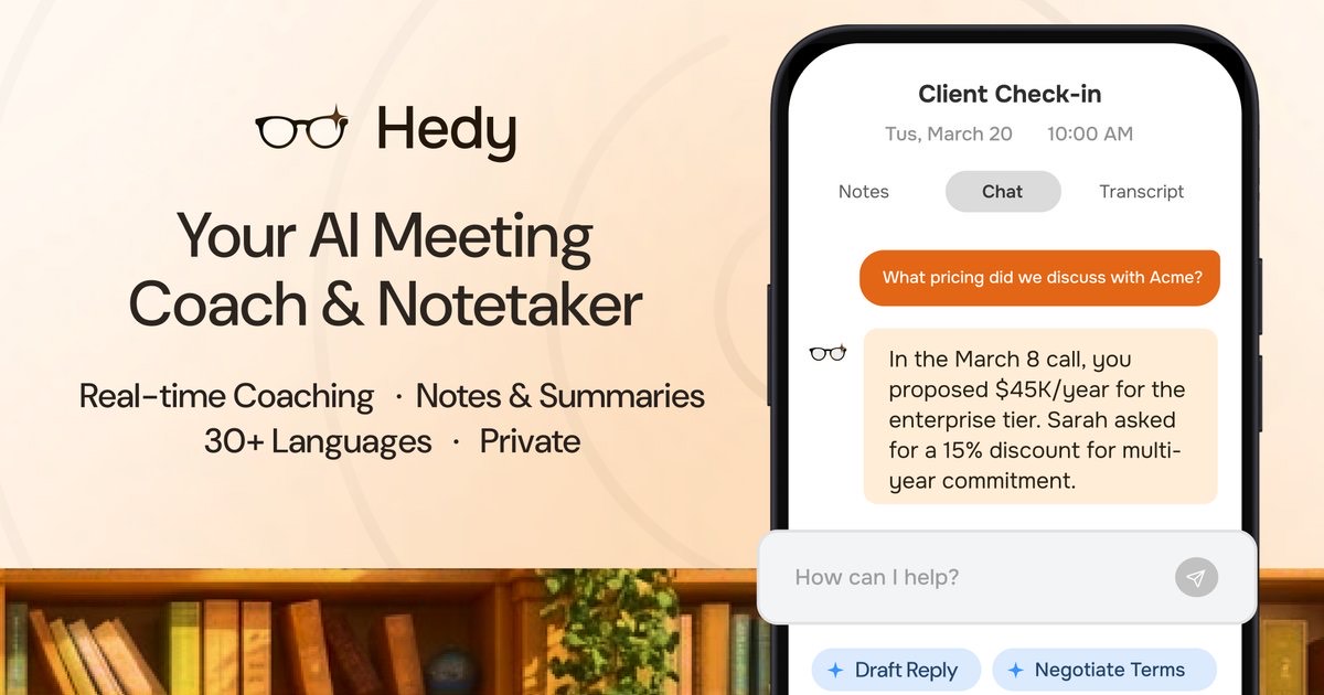 Hedy AI homepage