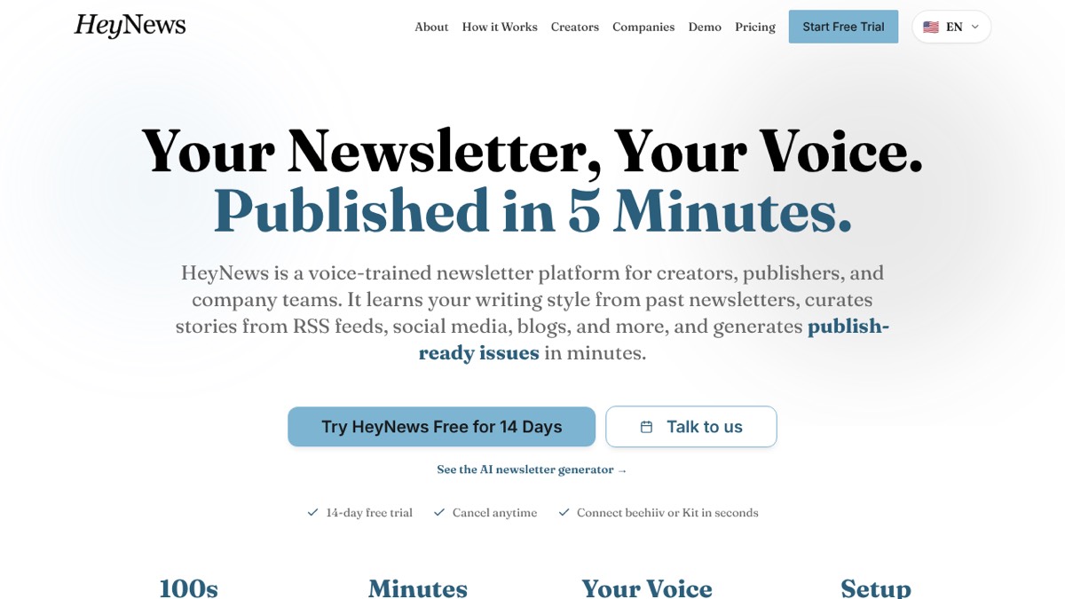HeyNews homepage