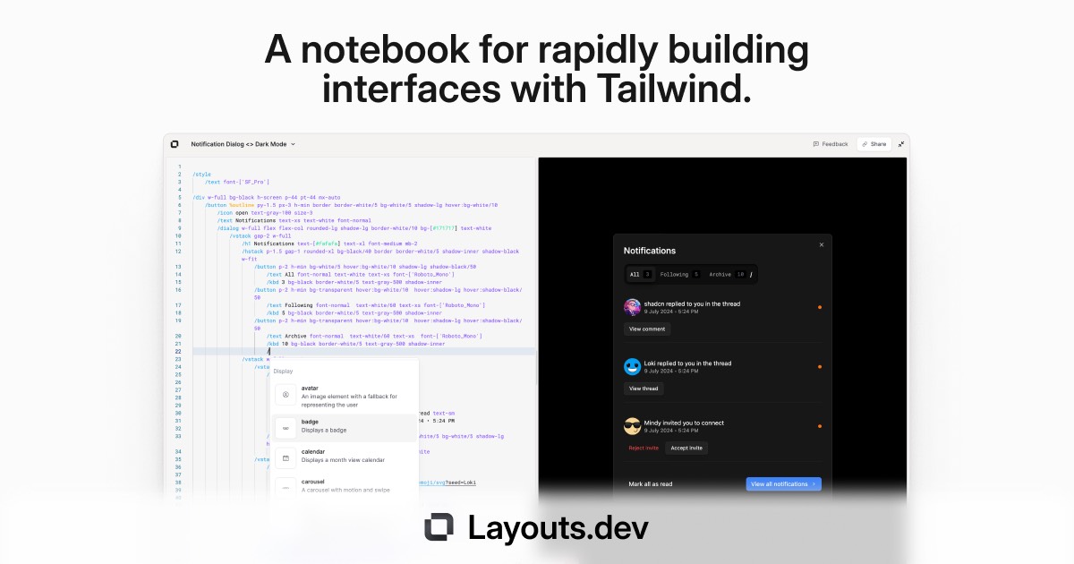 Layouts.dev homepage