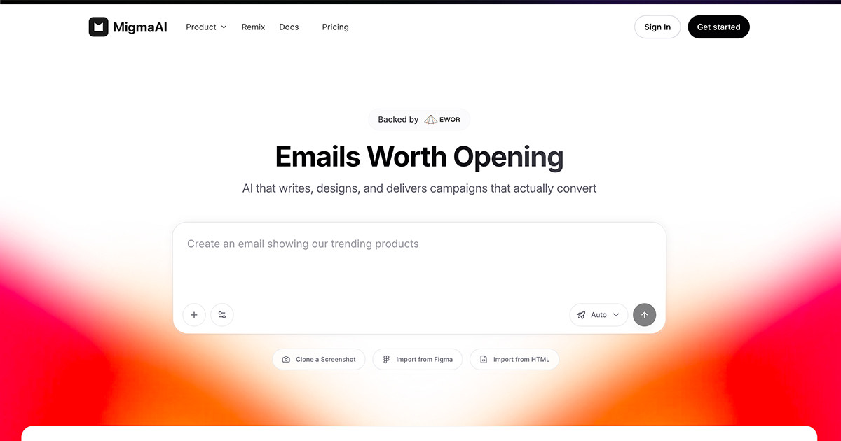 Migma AI homepage
