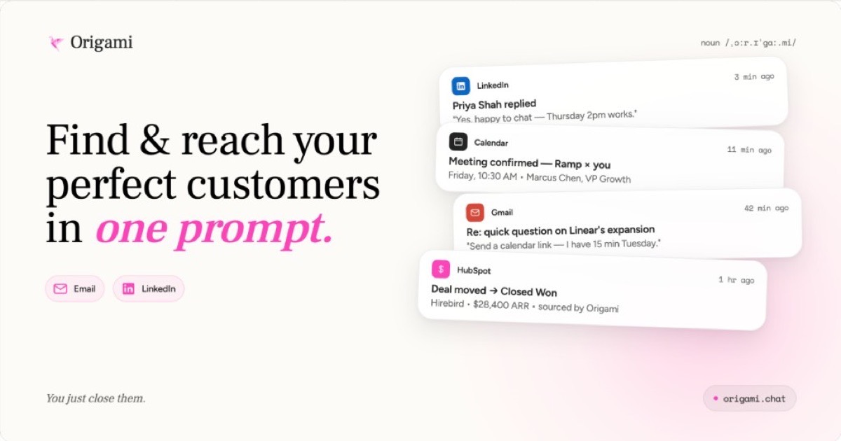 Origami.chat homepage