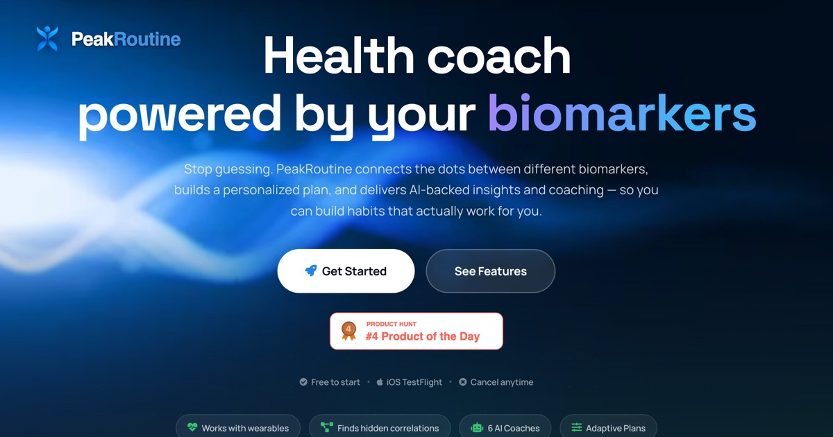 PeakRoutine homepage