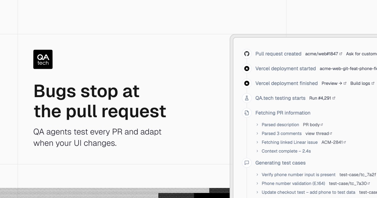 QA.tech homepage