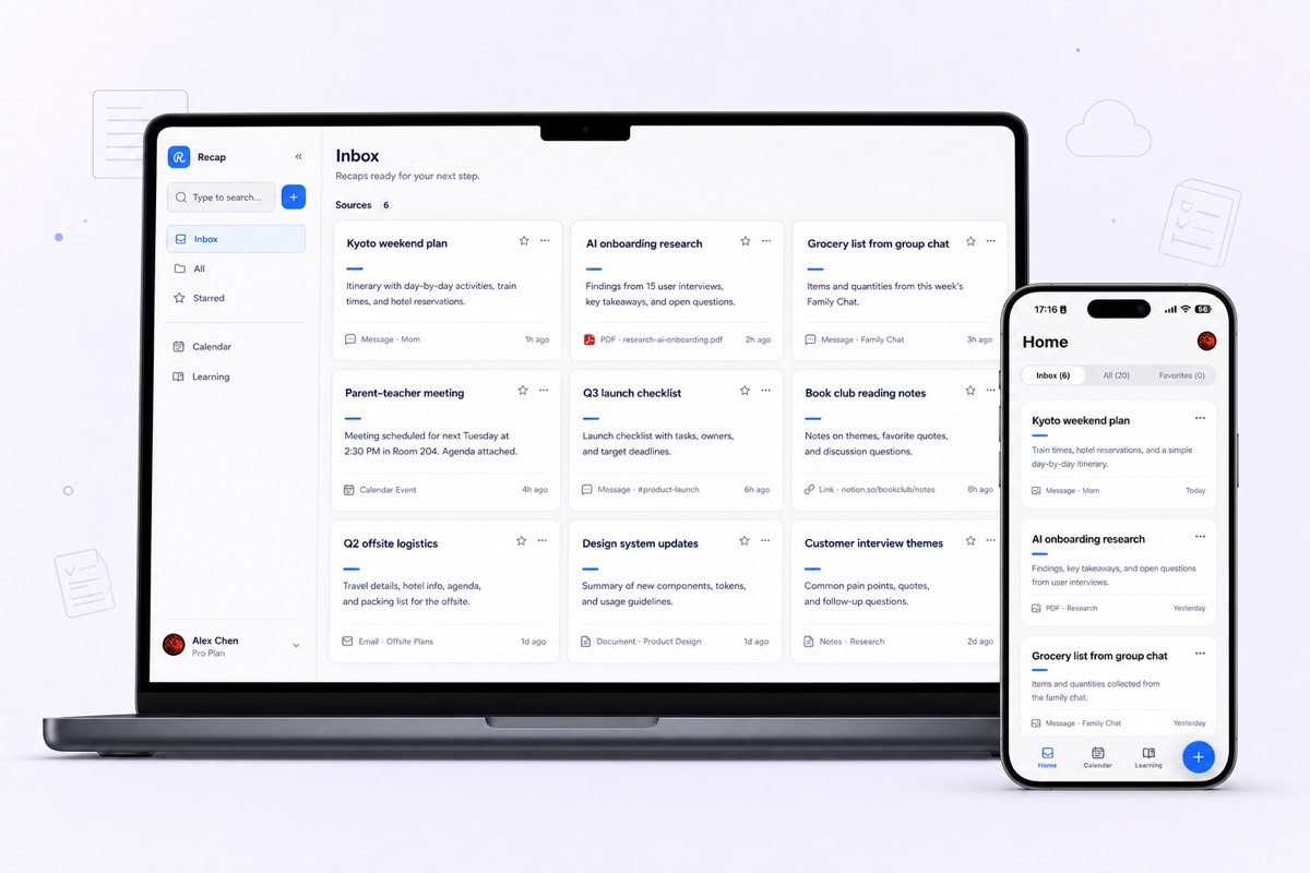 Recap homepage