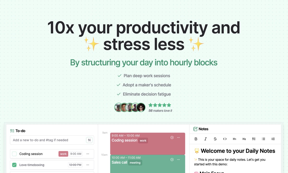 Timebox.so homepage