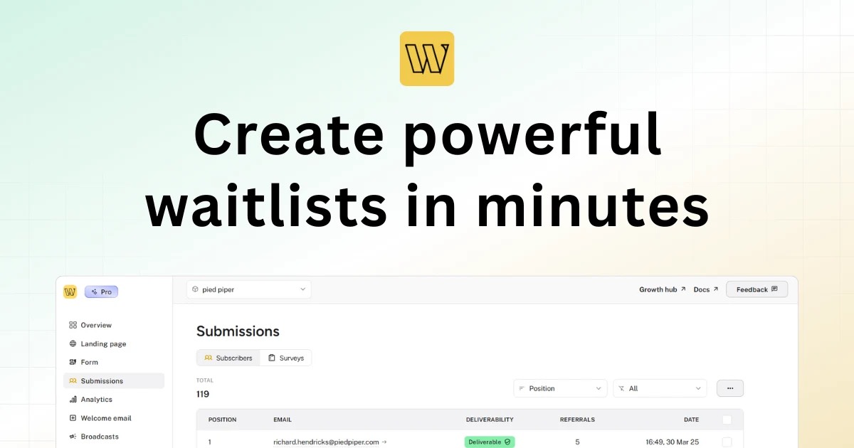 Waitlister homepage