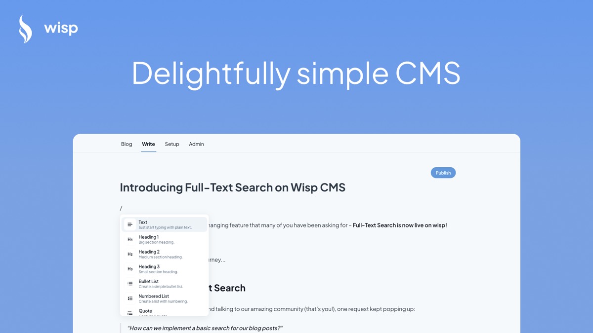 Wisp CMS homepage