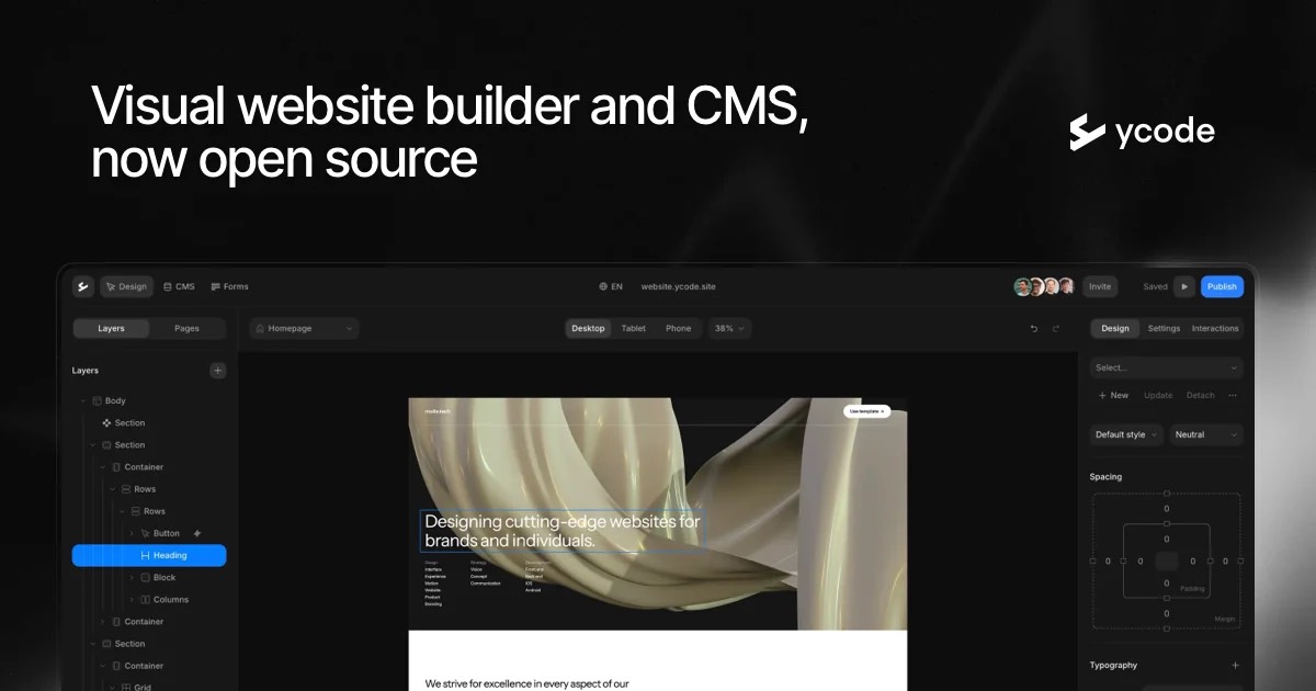 Ycode homepage